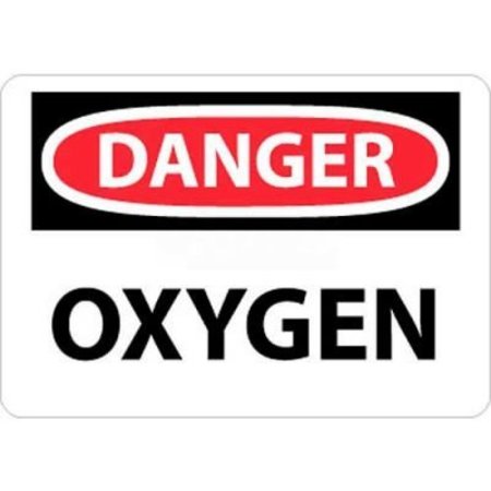 NATIONAL MARKER CO NMC OSHA Sign, Danger Oxygen, 7in X 10in, White/Red/Black D98R